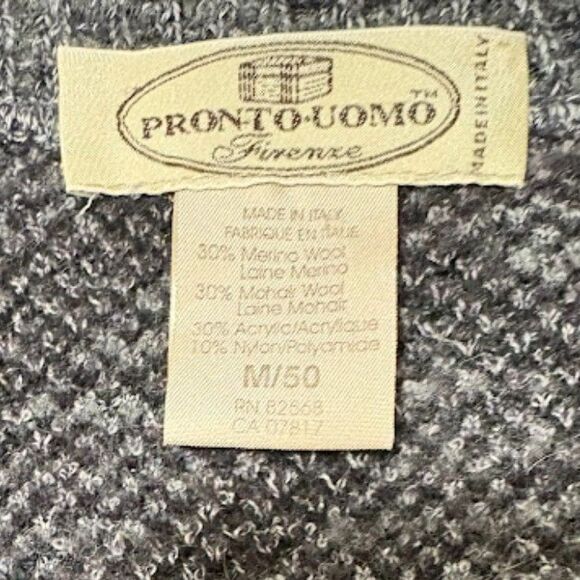 Vintage Cardigan M Kurt Cobain Style Mohair Merino Wool Italy Gray Grunge Retro - Picture 4 of 5